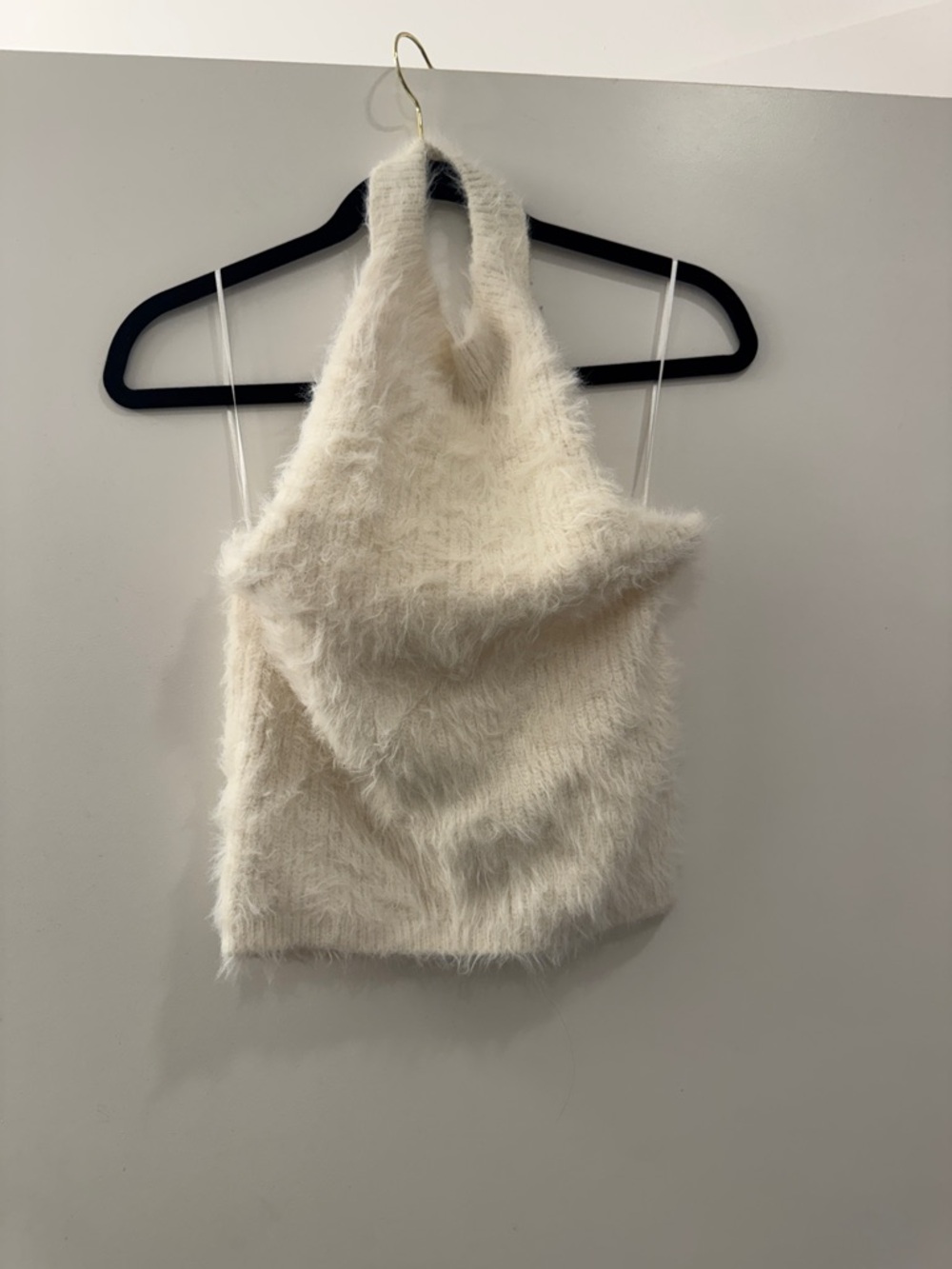 Zara Fuzzy Halter Camisole - Cream